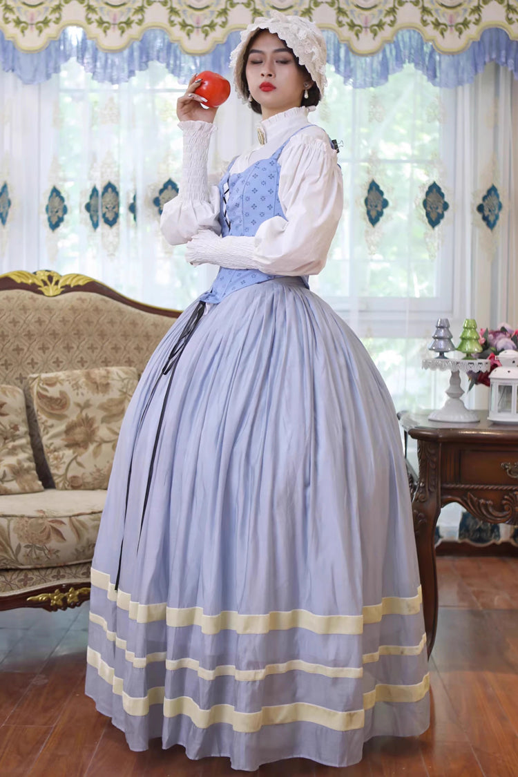 Sweet Lolita Dress - Bashu Girl, Blue, Puff Sleeves, Lace-Up, Long Sleeves - additional product view 7