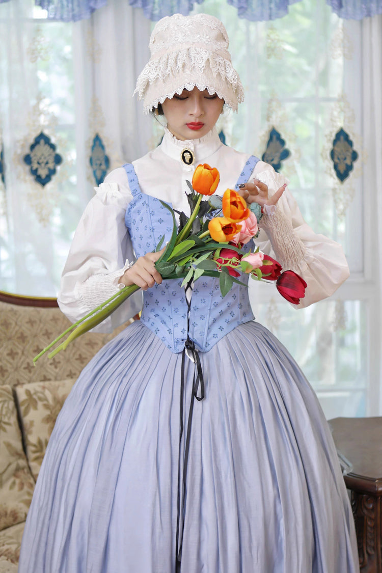 Sweet Lolita Dress - Bashu Girl, Blue, Puff Sleeves, Lace-Up, Long Sleeves - additional product view 10