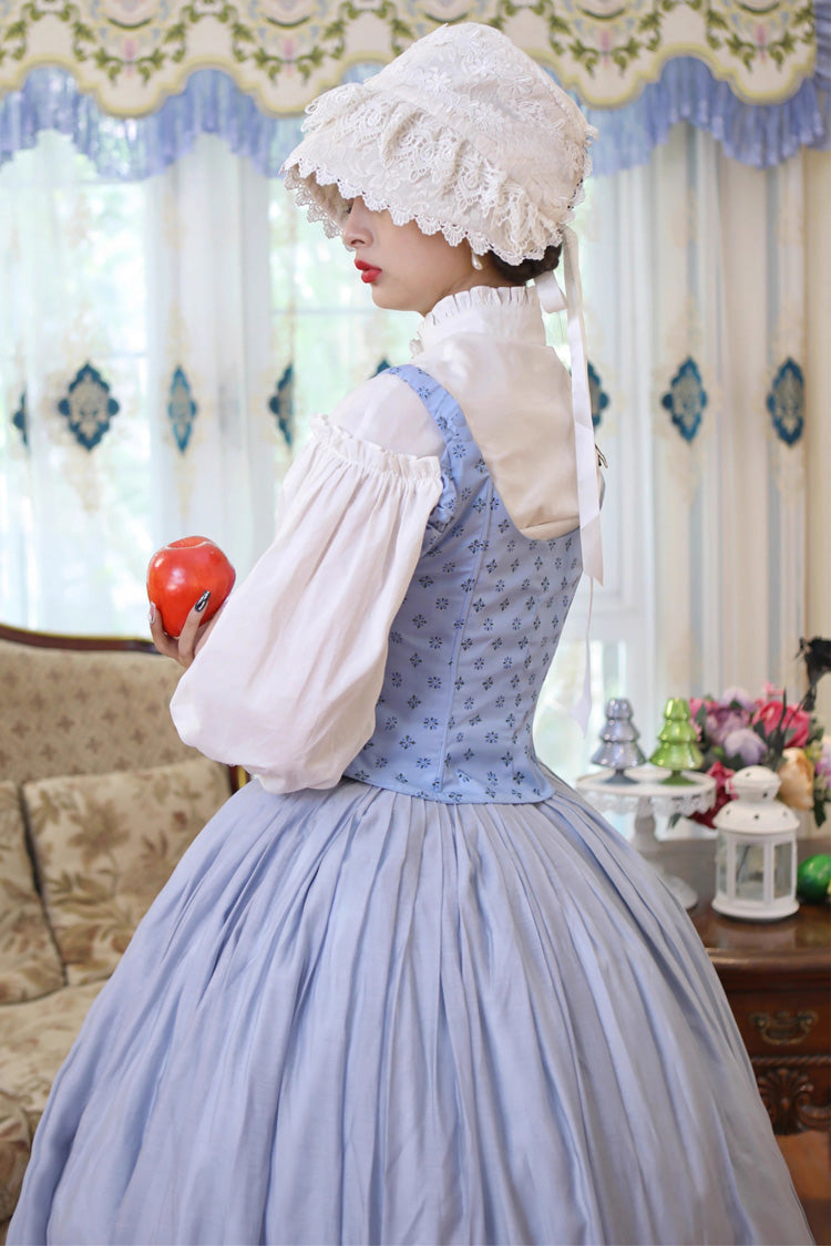 Sweet Lolita Dress - Bashu Girl, Blue, Puff Sleeves, Lace-Up, Long Sleeves - additional product view 11