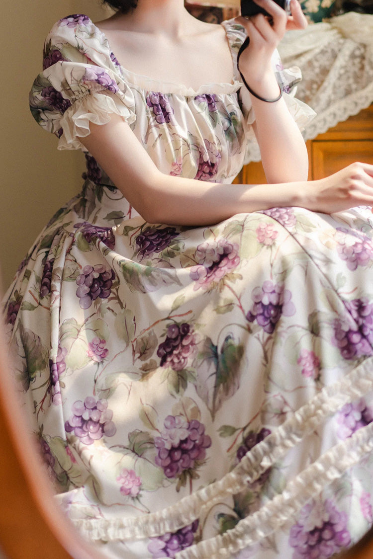 Sweet Lolita Dress - Basket Of The Forest, White, Square Collar, Printed, Classic Style - additional product view 2