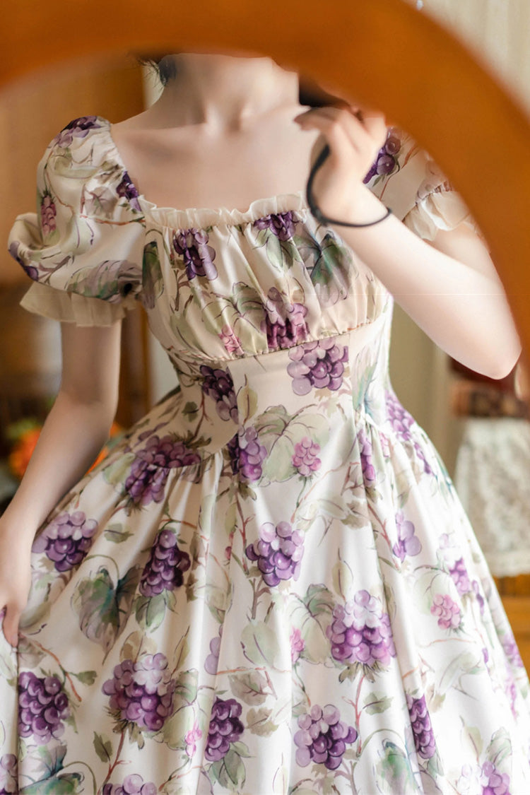 Sweet Lolita Dress - Basket Of The Forest, White, Square Collar, Printed, Classic Style - additional product view 5