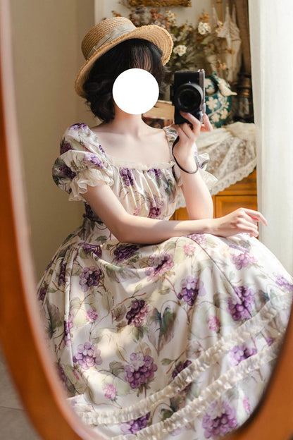 Sweet Lolita Dress - Basket Of The Forest, White, Square Collar, Printed, Classic Style - additional product view 6