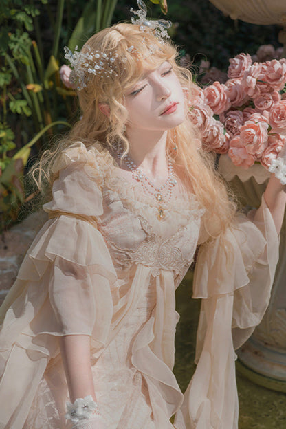 Sweet Lolita Dress - Bathing In The Light, Pink, Embroidered, Lace Trim, Ruffled - additional product view 8