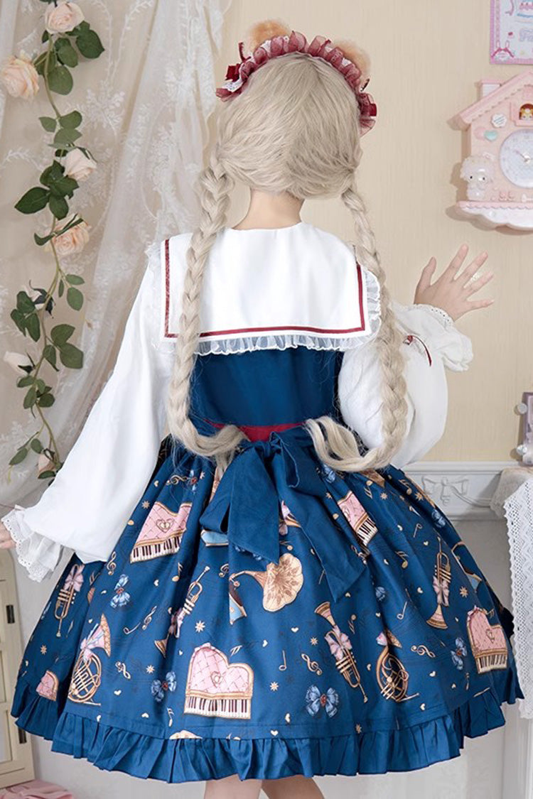 Sweet Lolita Dress - Bear Band, 3 Colors, Long Sleeves, Bow Detail, Lace Trim - additional product view 3