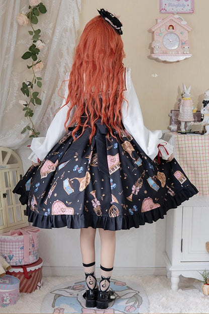 Sweet Lolita Dress - Bear Band, 3 Colors, Long Sleeves, Bow Detail, Lace Trim - additional product view 5