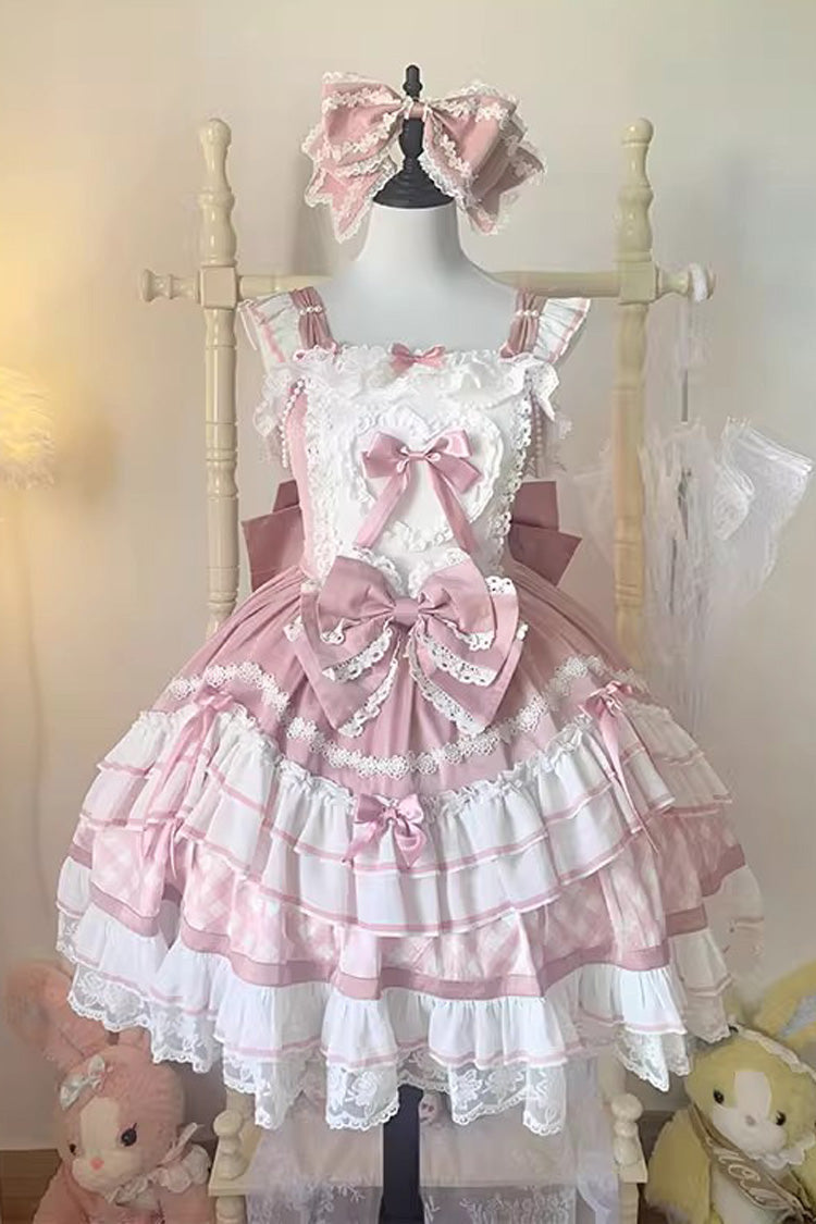 Sweet Lolita Dress - Beating Heart, 3 Colors, Bow Detail, Lace Trim, Ruffled - main product image
