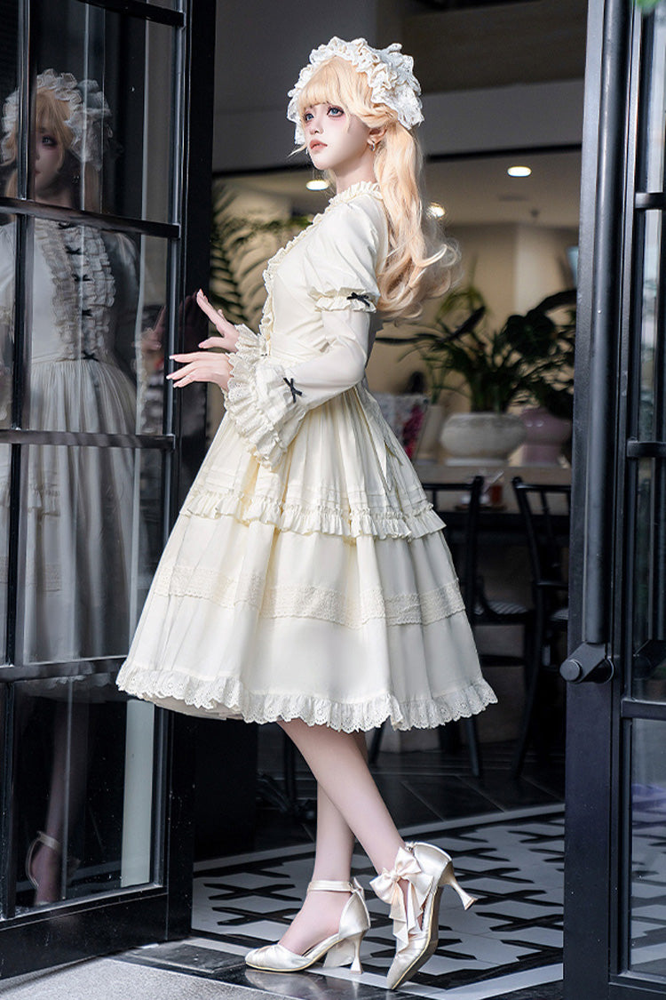 Sweet Lolita Dress - Birch Appointment, Ivory, Puff Sleeves, Stand Collar, Long Sleeves - additional product view 3