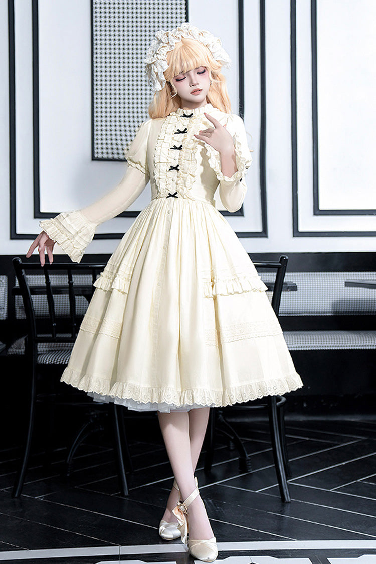 Sweet Lolita Dress - Birch Appointment, Ivory, Puff Sleeves, Stand Collar, Long Sleeves - additional product view 4