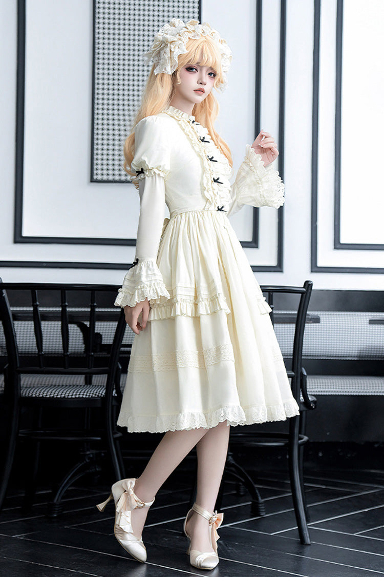 Sweet Lolita Dress - Birch Appointment, Ivory, Puff Sleeves, Stand Collar, Long Sleeves - additional product view 8