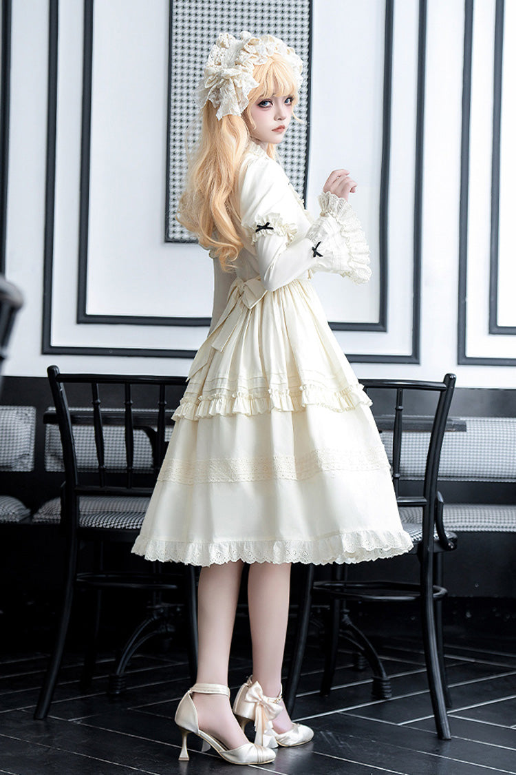 Sweet Lolita Dress - Birch Appointment, Ivory, Puff Sleeves, Stand Collar, Long Sleeves - additional product view 9