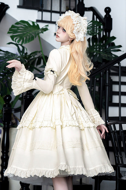 Sweet Lolita Dress - Birch Appointment, Ivory, Puff Sleeves, Stand Collar, Long Sleeves - additional product view 10