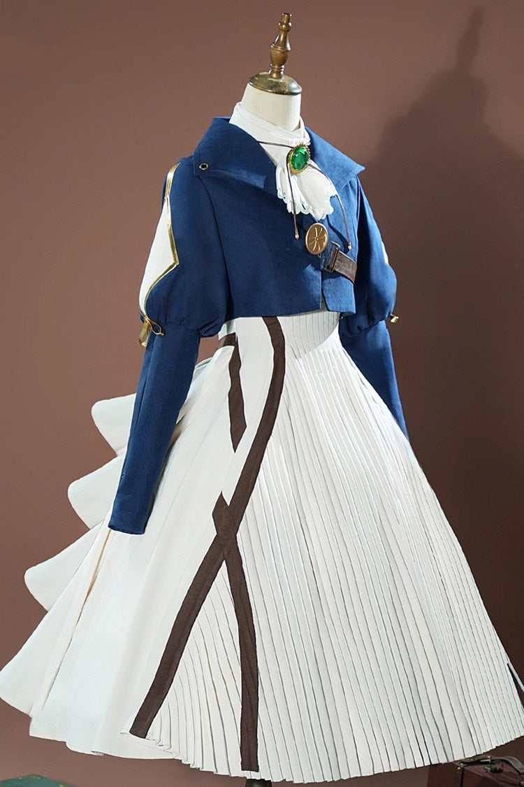 Sweet Lolita Dress - Blue/white Violet Evergarden, 2 Colors, Long Sleeves - additional product view 3