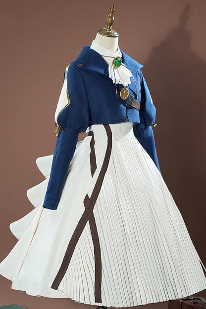 Sweet Lolita Dress - Blue/white Violet Evergarden, 2 Colors, Long Sleeves - additional product view 3
