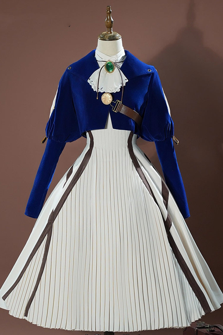 Sweet Lolita Dress - Blue/white Violet Evergarden, 2 Colors, Long Sleeves - additional product view 4