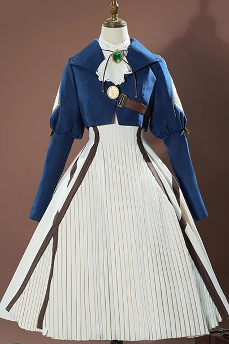 Sweet Lolita Dress - Blue/white Violet Evergarden, 2 Colors, Long Sleeves - main product image