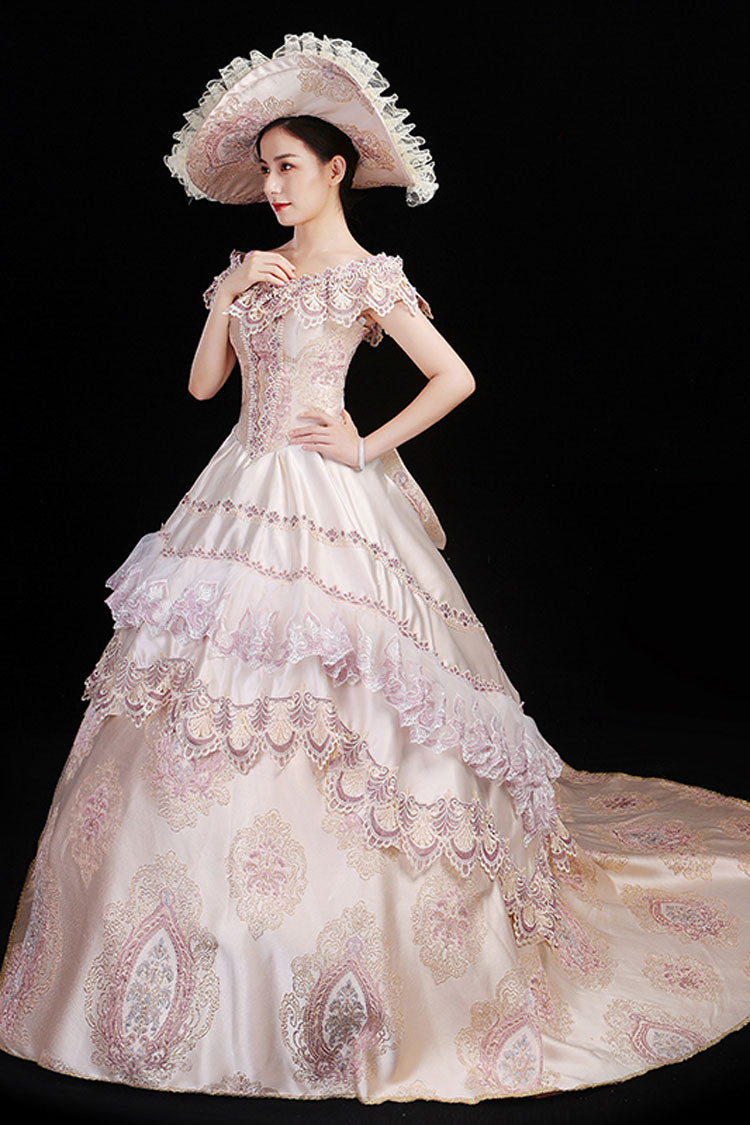 Sweet Lolita Dress - Boat Neck High Waisted Hollow, Pink, High Waist, Victorian Style - additional product view 2