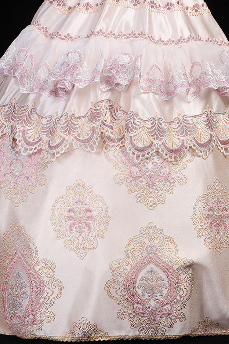 Sweet Lolita Dress - Boat Neck High Waisted Hollow, Pink, High Waist, Victorian Style - additional product view 5