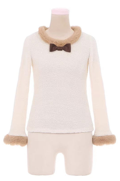 Sweet Lolita Dress - Bunny Transformation, 4 Colors, Detachable Detail, Layered - S White/Brown-Blouse / M White/Brown-Blouse / L White/Brown-Blouse option