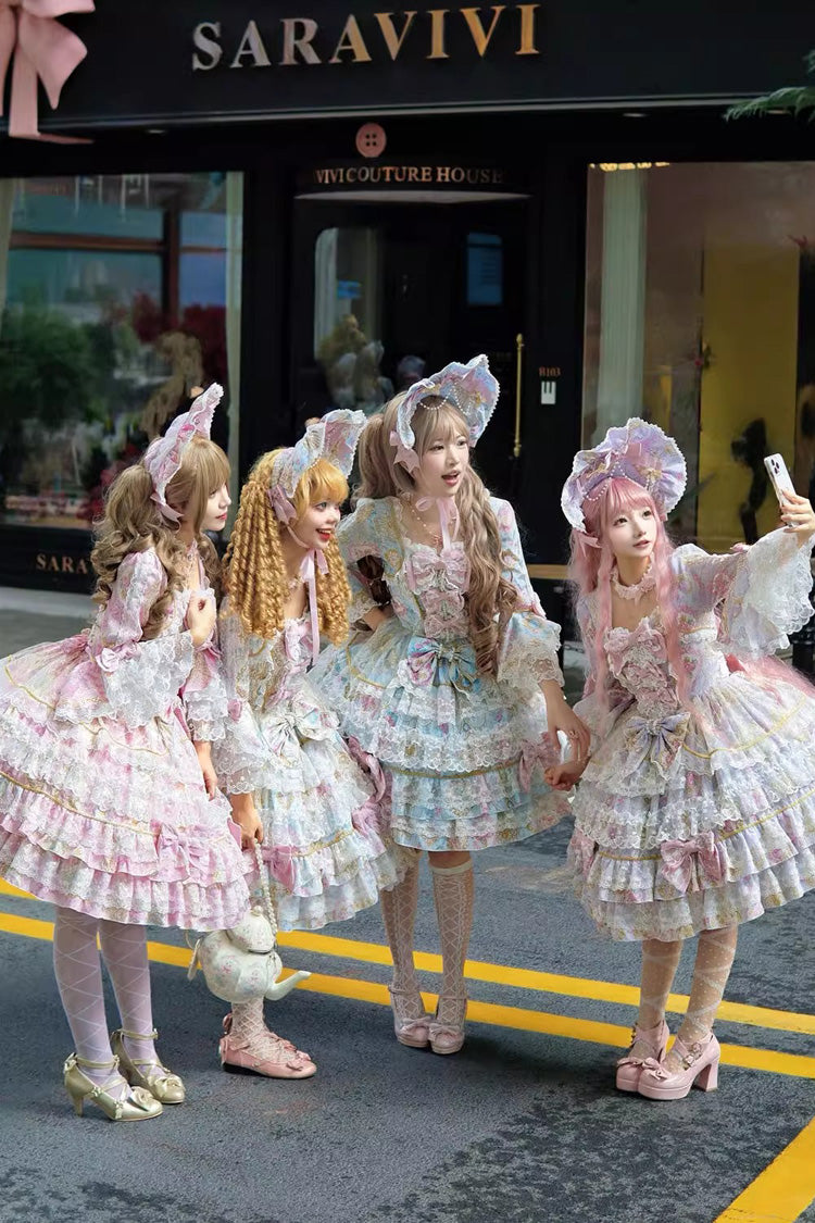 Sweet Lolita Dress - Candlelight Elegance, Purple, Layered, Long Sleeves, Bow Detail - additional product view 8