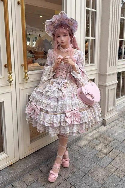 Sweet Lolita Dress - Candlelight Elegance, Purple, Layered, Long Sleeves, Bow Detail - additional product view 11