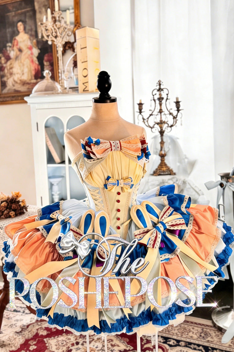 Sweet Lolita Dress - Candy Paper Ribbon × Sleepy, Multi-Color, Bow Detail, Lace Trim - additional product view 3