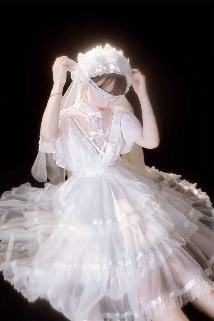 Sweet Lolita Dress - Castle Night High Waisted, White, High Waist, Layered, Gothic Style - additional product view 2