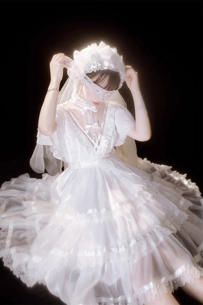 Sweet Lolita Dress - Castle Night High Waisted, White, High Waist, Layered, Gothic Style - additional product view 2