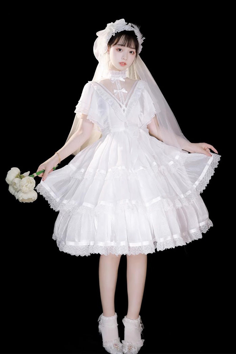 Sweet Lolita Dress - Castle Night High Waisted, White, High Waist, Layered, Gothic Style - additional product view 3