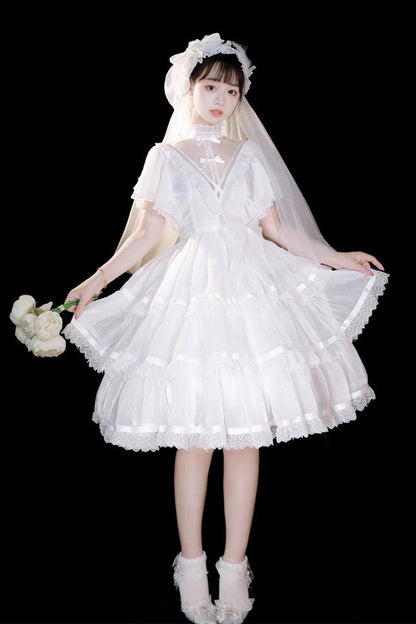 Sweet Lolita Dress - Castle Night High Waisted, White, High Waist, Layered, Gothic Style - additional product view 3