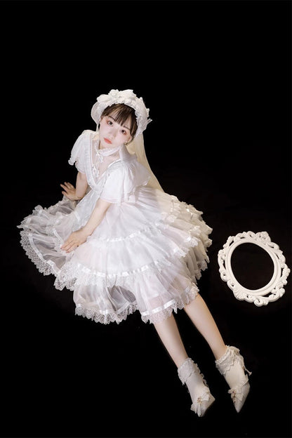 Sweet Lolita Dress - Castle Night High Waisted, White, High Waist, Layered, Gothic Style - additional product view 4