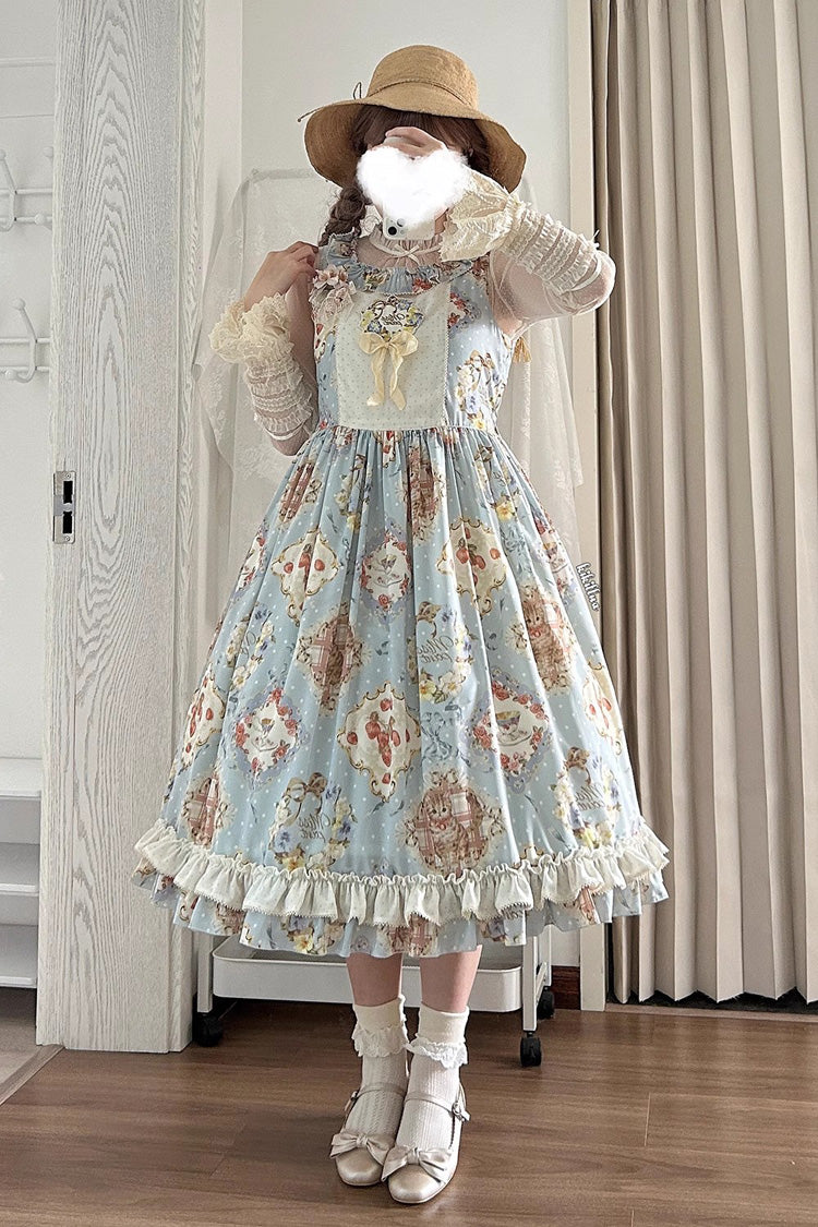Sweet Lolita Dress - Cat Rose Tea, 3 Colors, Bow Detail, Ruffled, Printed - additional product view 11
