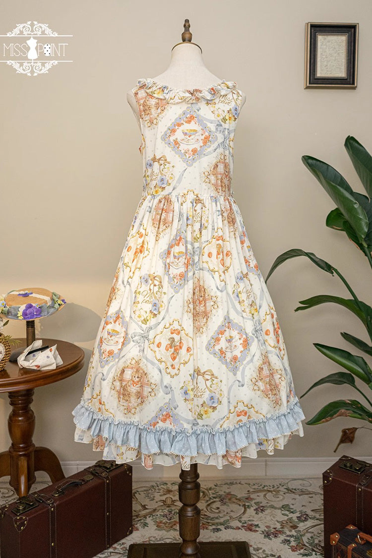 Sweet Lolita Dress - Cat Rose Tea, 3 Colors, Bow Detail, Ruffled, Printed - additional product view 16