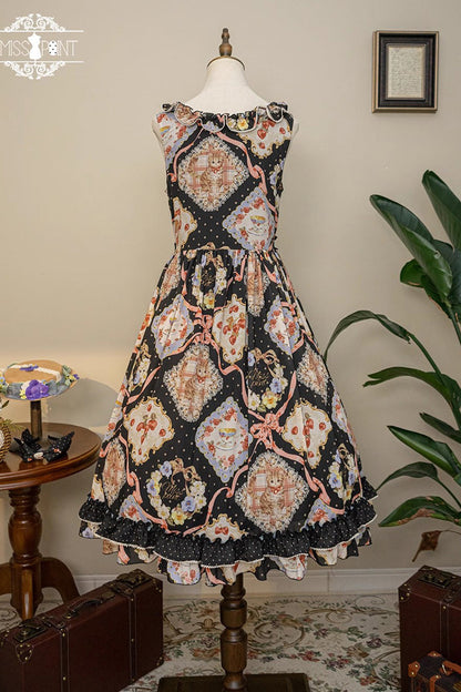 Sweet Lolita Dress - Cat Rose Tea, 3 Colors, Bow Detail, Ruffled, Printed - additional product view 20