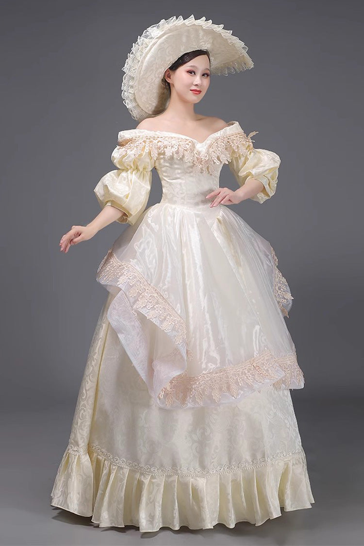 Sweet Lolita Dress - Champagne European Court Half, Champagne, Ruffled, Victorian Style - additional product view 2
