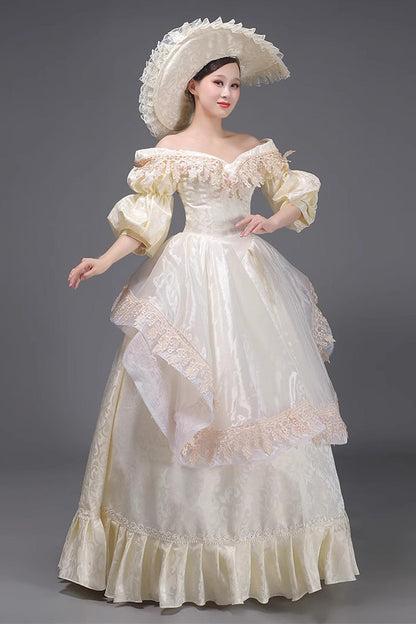Sweet Lolita Dress - Champagne European Court Half, Champagne, Ruffled, Victorian Style - additional product view 2