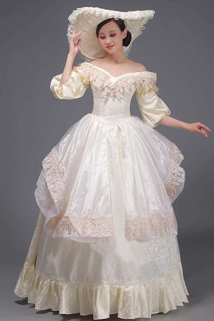 Sweet Lolita Dress - Champagne European Court Half, Champagne, Ruffled, Victorian Style - additional product view 3