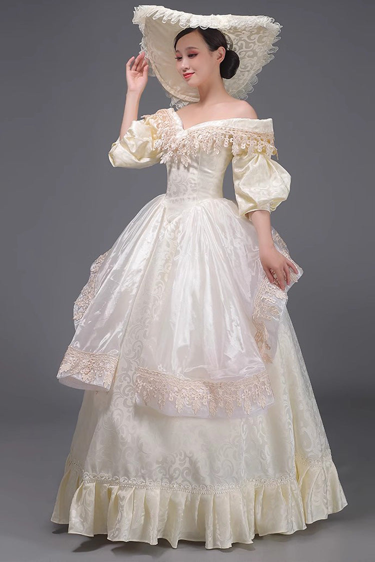 Sweet Lolita Dress - Champagne European Court Half, Champagne, Ruffled, Victorian Style - additional product view 4
