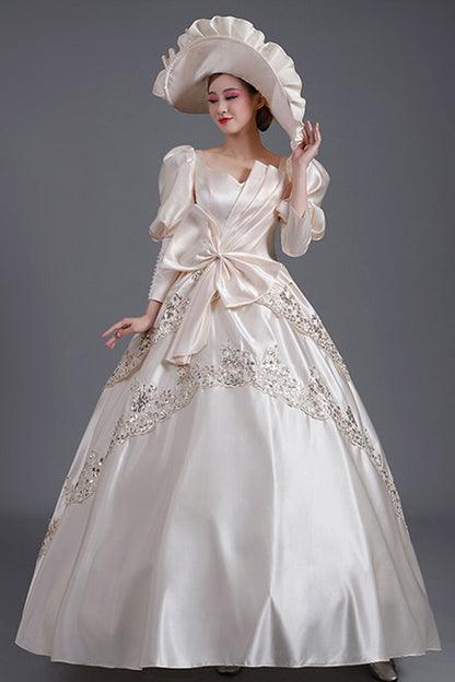 Sweet Lolita Dress - Champagne Half Sleeves, Champagne, High Waist, Victorian Style - additional product view 3