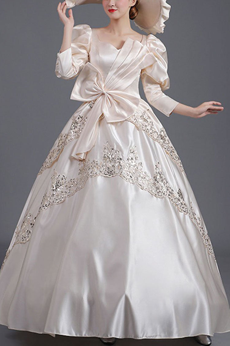 Sweet Lolita Dress - Champagne Half Sleeves, Champagne, High Waist, Victorian Style - main product image
