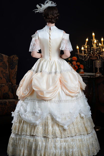 Sweet Lolita Dress - Champagne Stand Collar, Champagne, Stand Collar, Victorian Style - additional product view 2