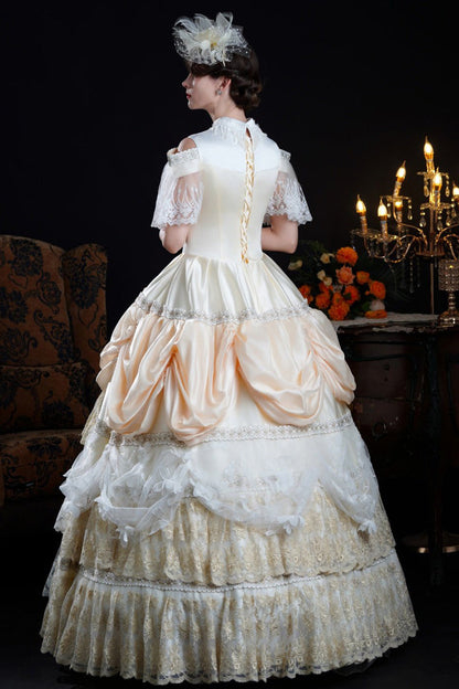 Sweet Lolita Dress - Champagne Stand Collar, Champagne, Stand Collar, Victorian Style - additional product view 3