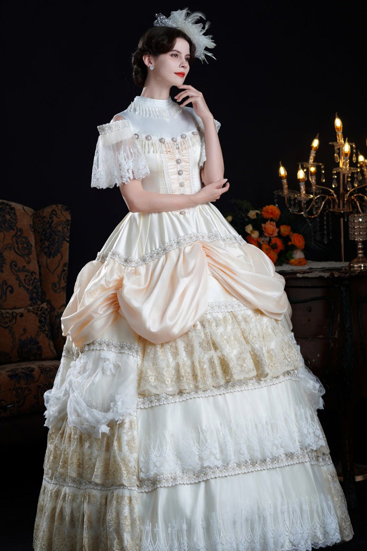 Sweet Lolita Dress - Champagne Stand Collar, Champagne, Stand Collar, Victorian Style - additional product view 4