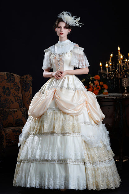 Sweet Lolita Dress - Champagne Stand Collar, Champagne, Stand Collar, Victorian Style - additional product view 7