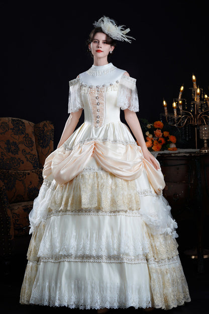 Sweet Lolita Dress - Champagne Stand Collar, Champagne, Stand Collar, Victorian Style - main product image