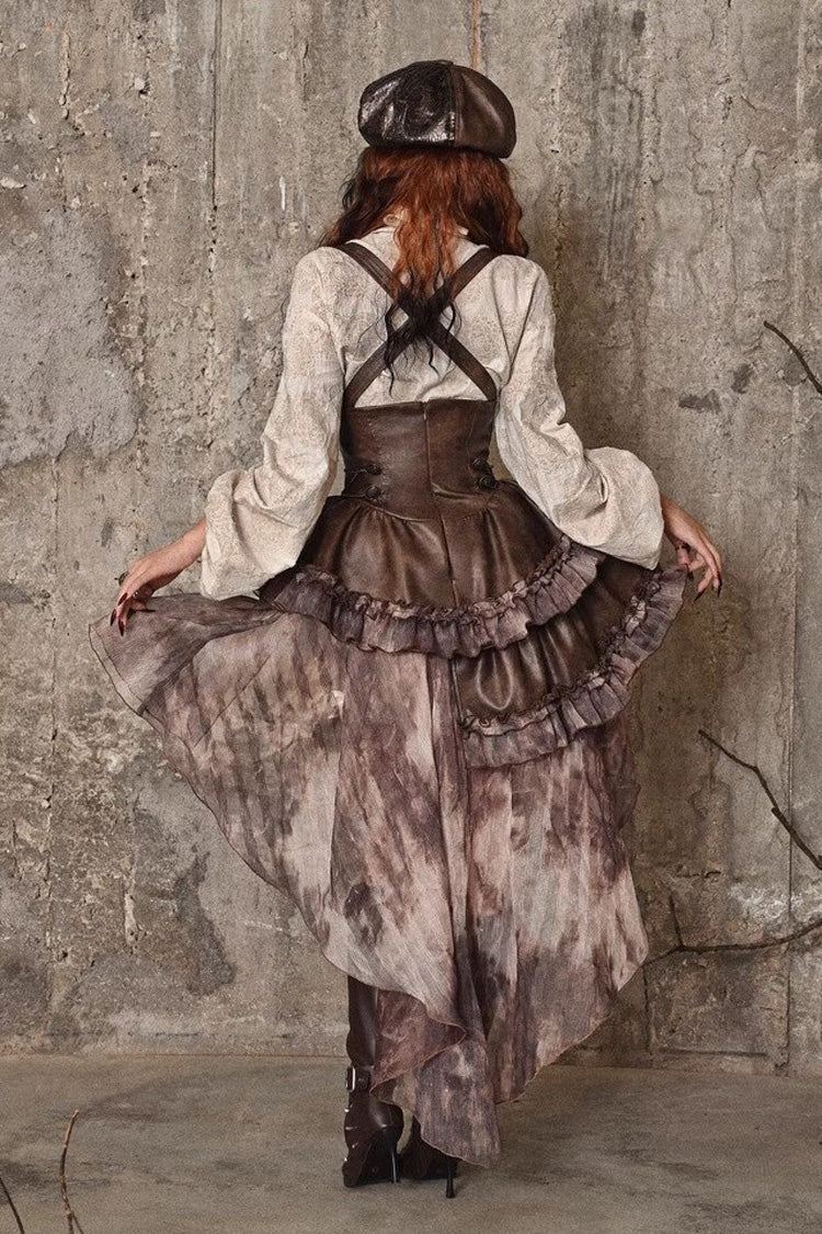 Sweet Lolita Dress - Chest Straps, Brown, Detachable Detail, Punk Style, Ruffled - additional product view 8