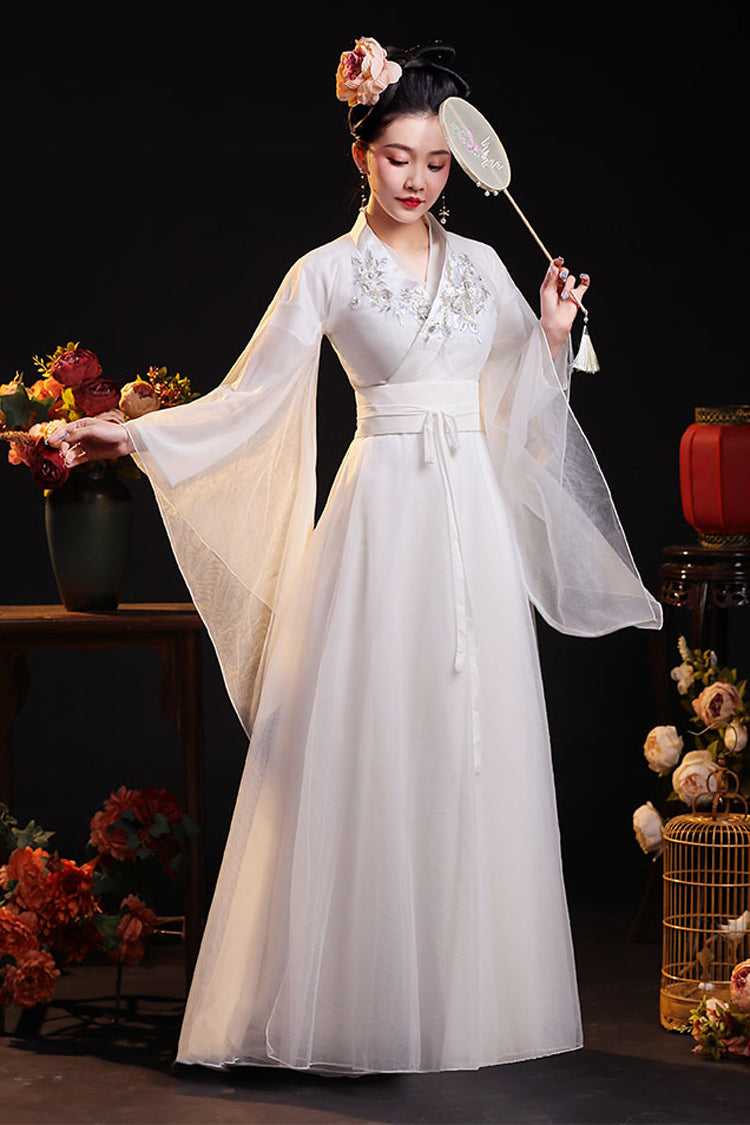 Sweet Lolita Dress - Chinese Ancient Style Fairy, 6 Colors, Chinese-Inspired Style - XS White / S White / M White option