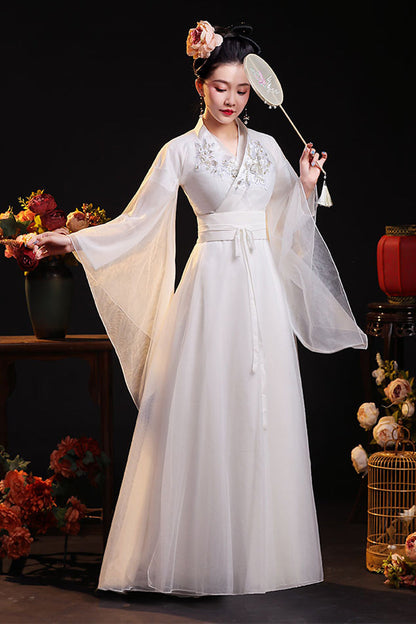 Sweet Lolita Dress - Chinese Ancient Style Fairy, 6 Colors, Chinese-Inspired Style - XS White / S White / M White option