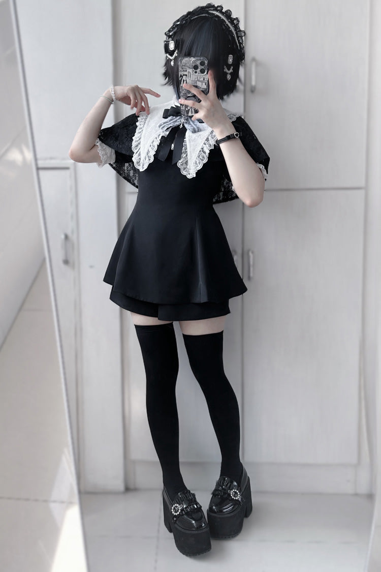 Sweet Lolita Dress - Choir Fake Collar, 2 Colors, Lace Trim - Lolita Coordinate Dress - S Black / M Black / L Black option