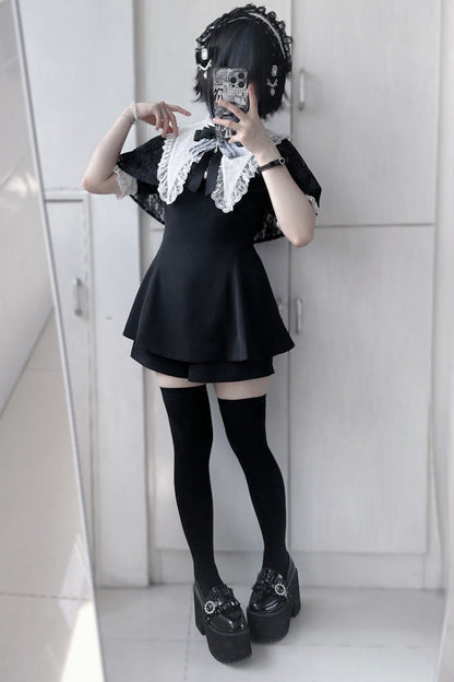 Sweet Lolita Dress - Choir Fake Collar, 2 Colors, Lace Trim - Lolita Coordinate Dress - S Black / M Black / L Black option