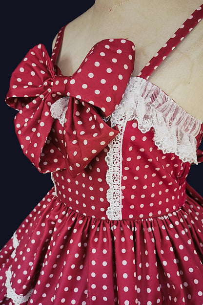 Sweet Lolita Dress - Cloth Cat, Red, Ruffled, Printed, Layered - additional product view 5